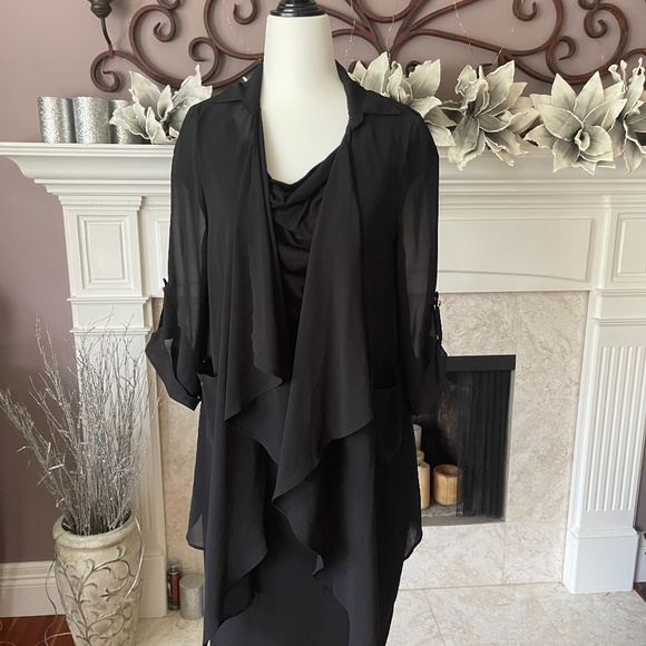 Trac Sheer 3/4 Waterfall Open Front Cardigan - Picture 2 of 5
